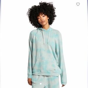 Volcom Lived in Lounge Blue Tie Dye Knit Pullover Hoodie Women’s Size XS